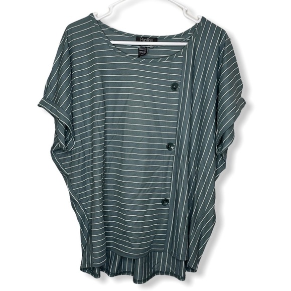 NWT Papillon striped dolman sleeve button top - Picture 1 of 8
